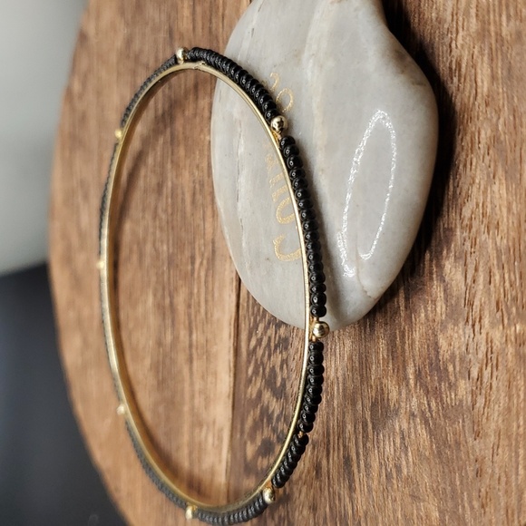 B2708 seed beaded slider bracelet‎ onyx - Picture 1 of 1